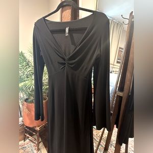 Laundry by Shelli Segal Womens Black V Neck Party Dress Split Sleeves